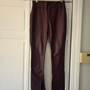 a new day Maroon Faux Leather Boot Cut Pants